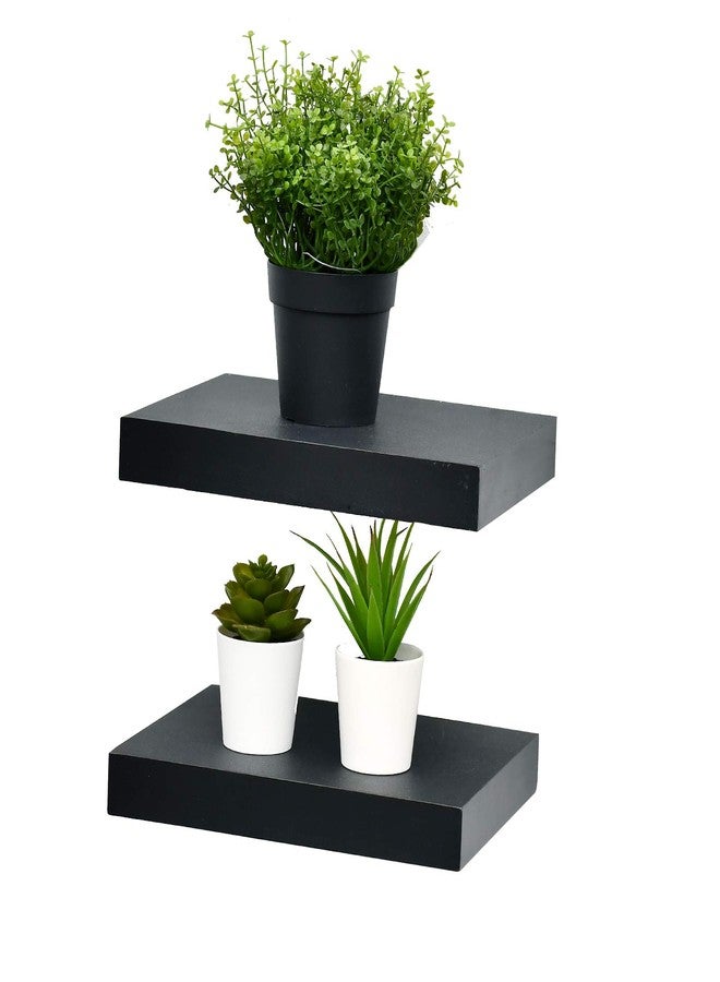 WELLAND Set of 2 Floating Shelves Wall Mounted Shelf, for Home Decor with 8" Deep (Black, 10 inch) - Image 1